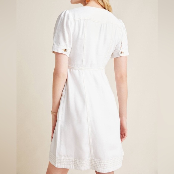 Pilcro and the Letterpress Women’s White Button-Front Mini Dress 8 Anthropologie - Picture 2 of 16